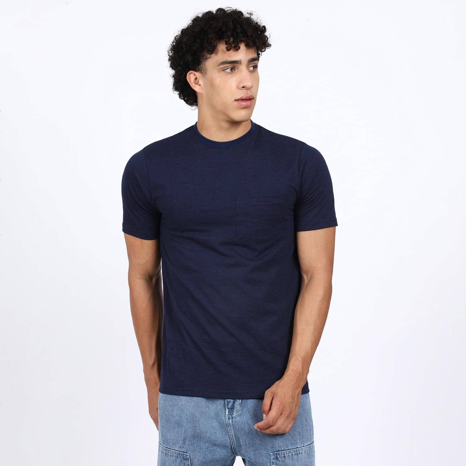     			Wolf & co. Men Cotton Regular Fit Solid T-Shirt ( Blue )