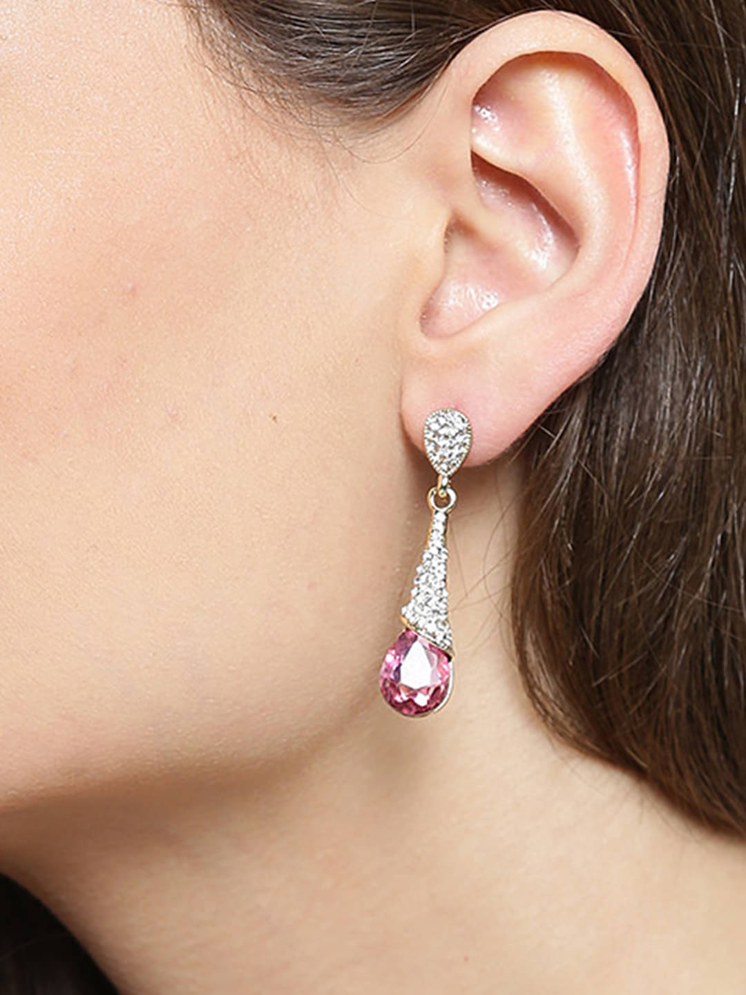     			YOUBELLA Pink Drop Earrings ( Pack of 1 )