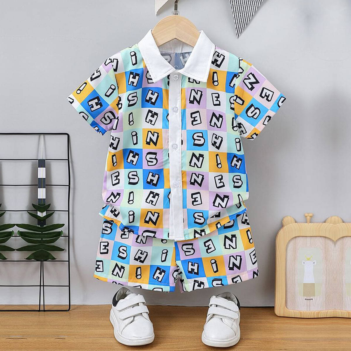     			fastdeal Pack of 1 Boys Cotton Blend Shirt & Shorts Set ( Blue )