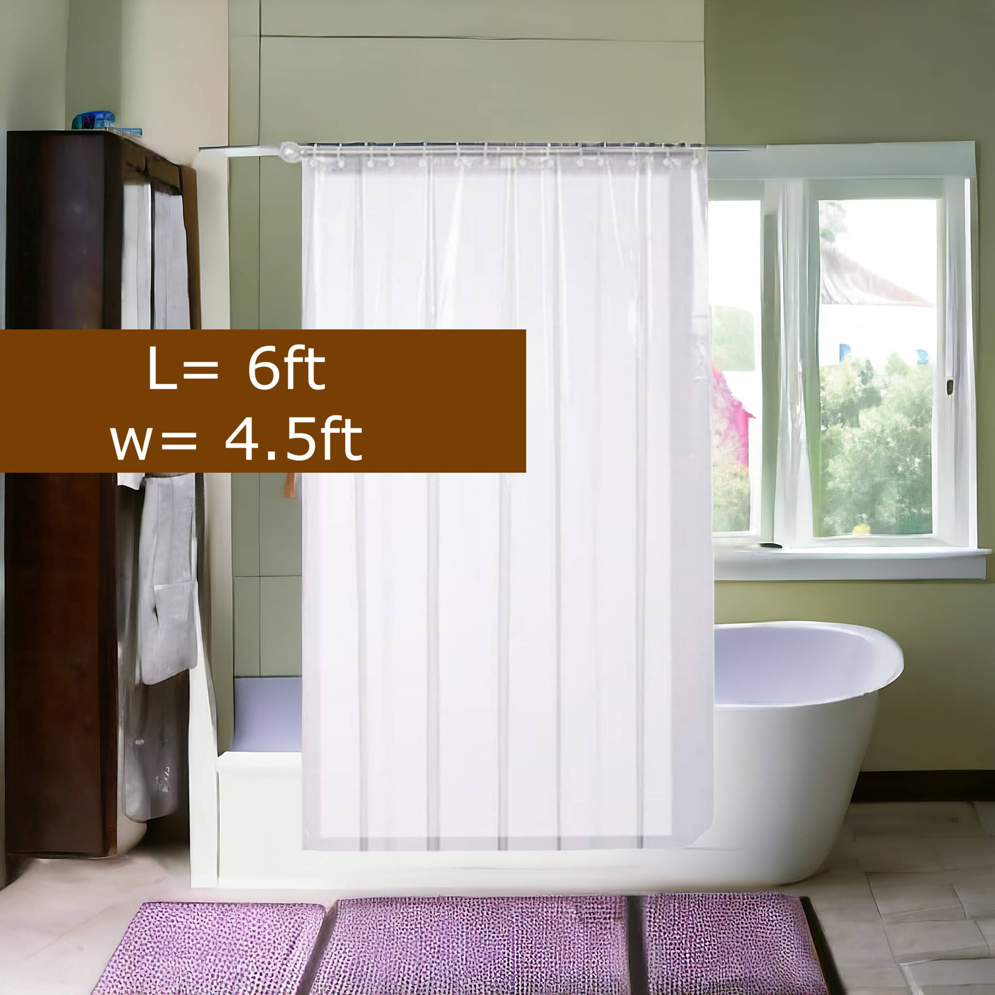    			mopak decor Transparent PVC Shower Curtain ( Single )