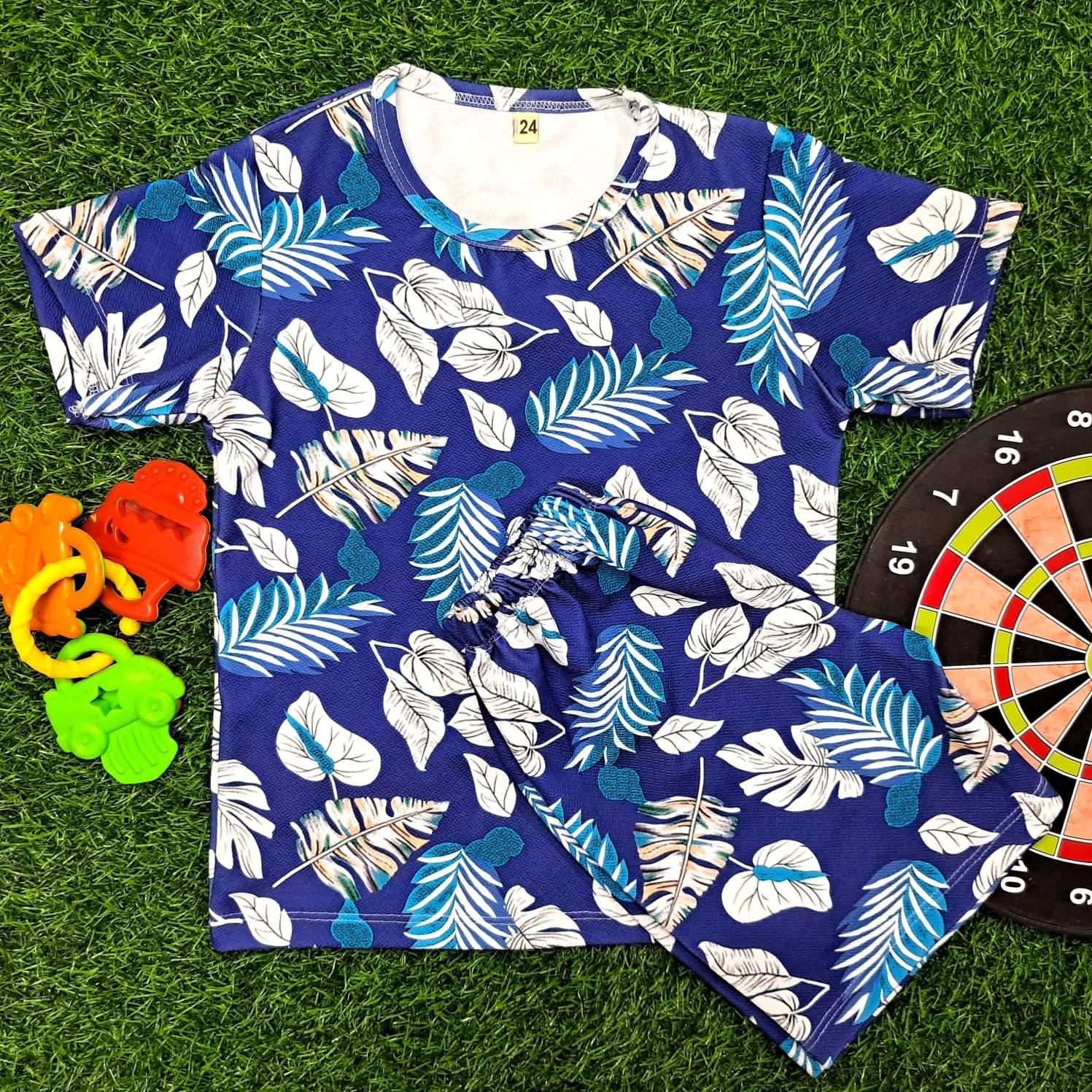 s muktar garments Pack of 1 Baby Boys Cotton Blend T-Shirt & Shorts Set ( Multicolor )     			s muktar garments Pack of 1 Baby Boys Cotton Blend T-Shirt & Shorts Set ( Multicolor )
