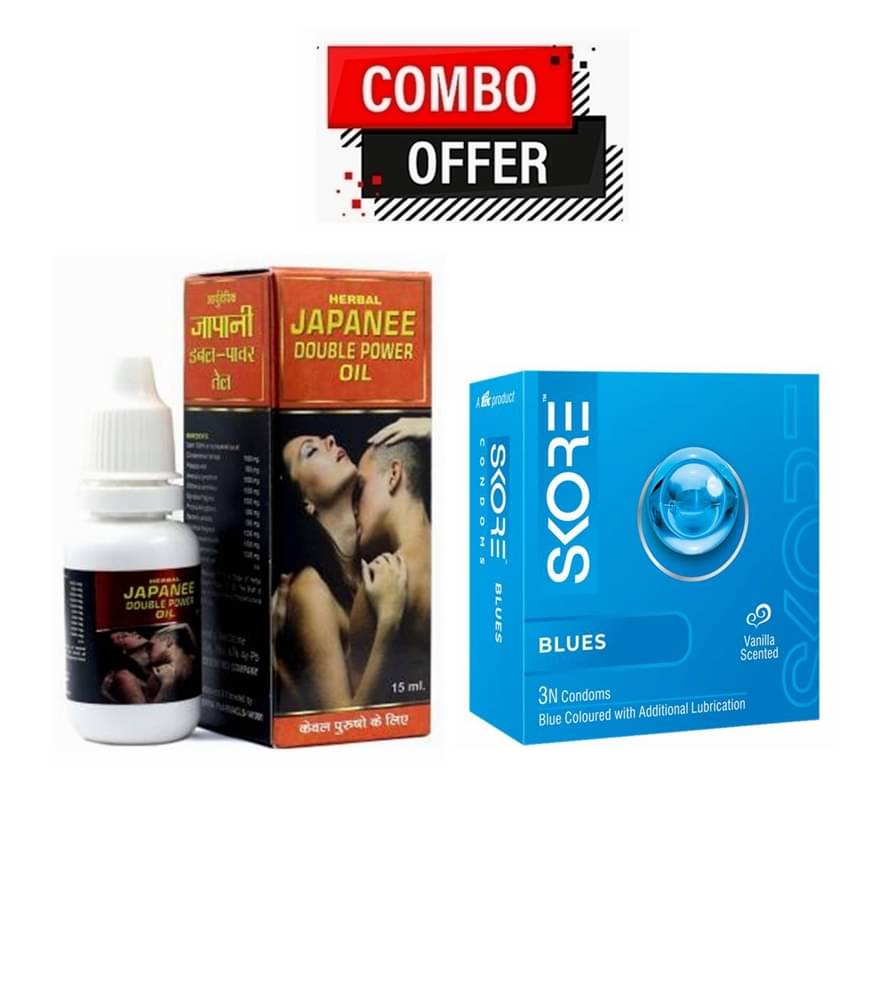 Dr. Chopra Japanee Double Power Oil 15ml & Skore Blue 3 Condoms 1500+ Dots Pack of 2 Dr. Chopra Japanee Double Power Oil 15ml & Skore Blue 3 Condoms 1500+ Dots Pack of 2