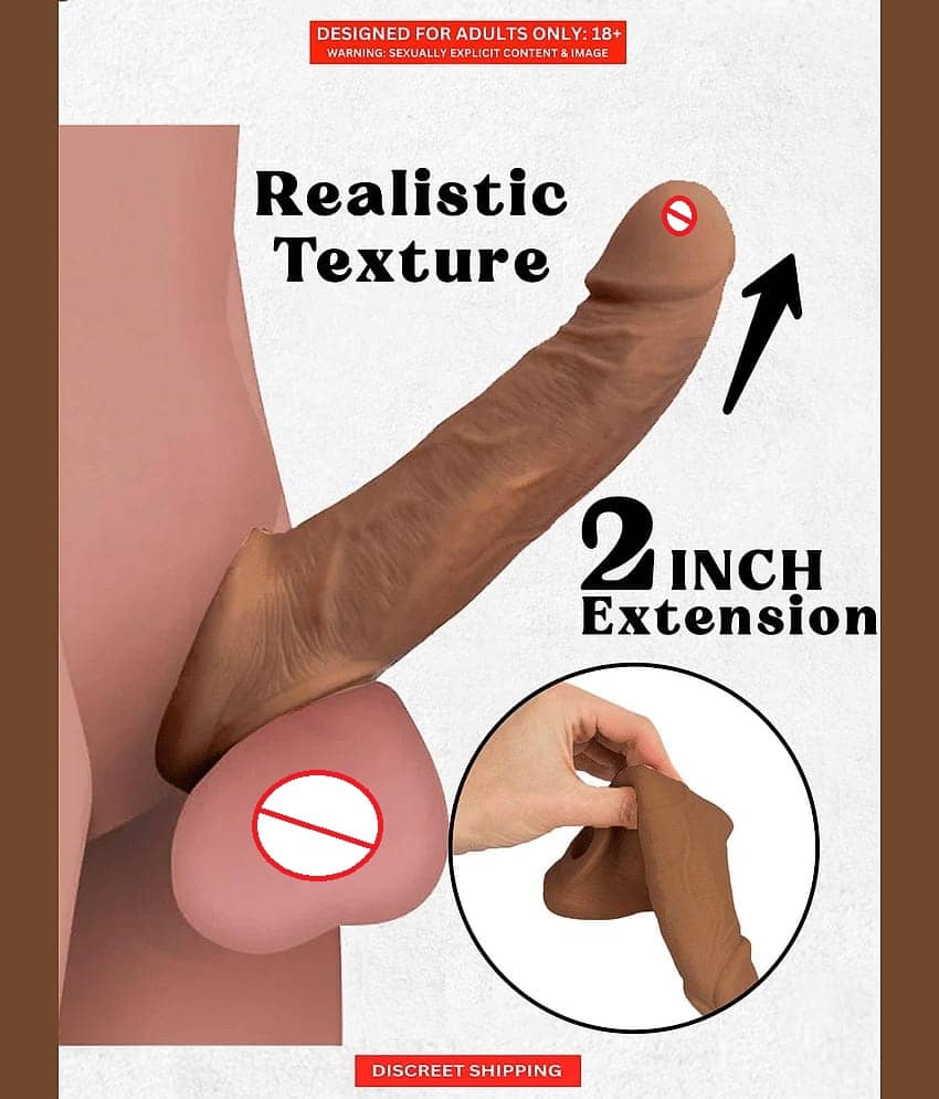 KAMAHOUSE 8.75 INCH 2 HOLE CHOCOLATE JUMBO EXTEDER CONDOOM PENIS SLEEVE FOR MEN