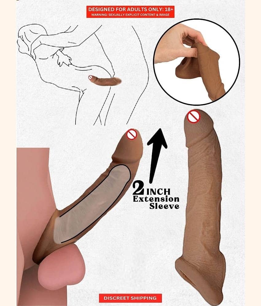 KAMAHOUSE 8.75 INCH CHOCOLATE 2 HOLE JUMBO EXTEDER CONDOOM PENIS SLEEVE FOR MEN