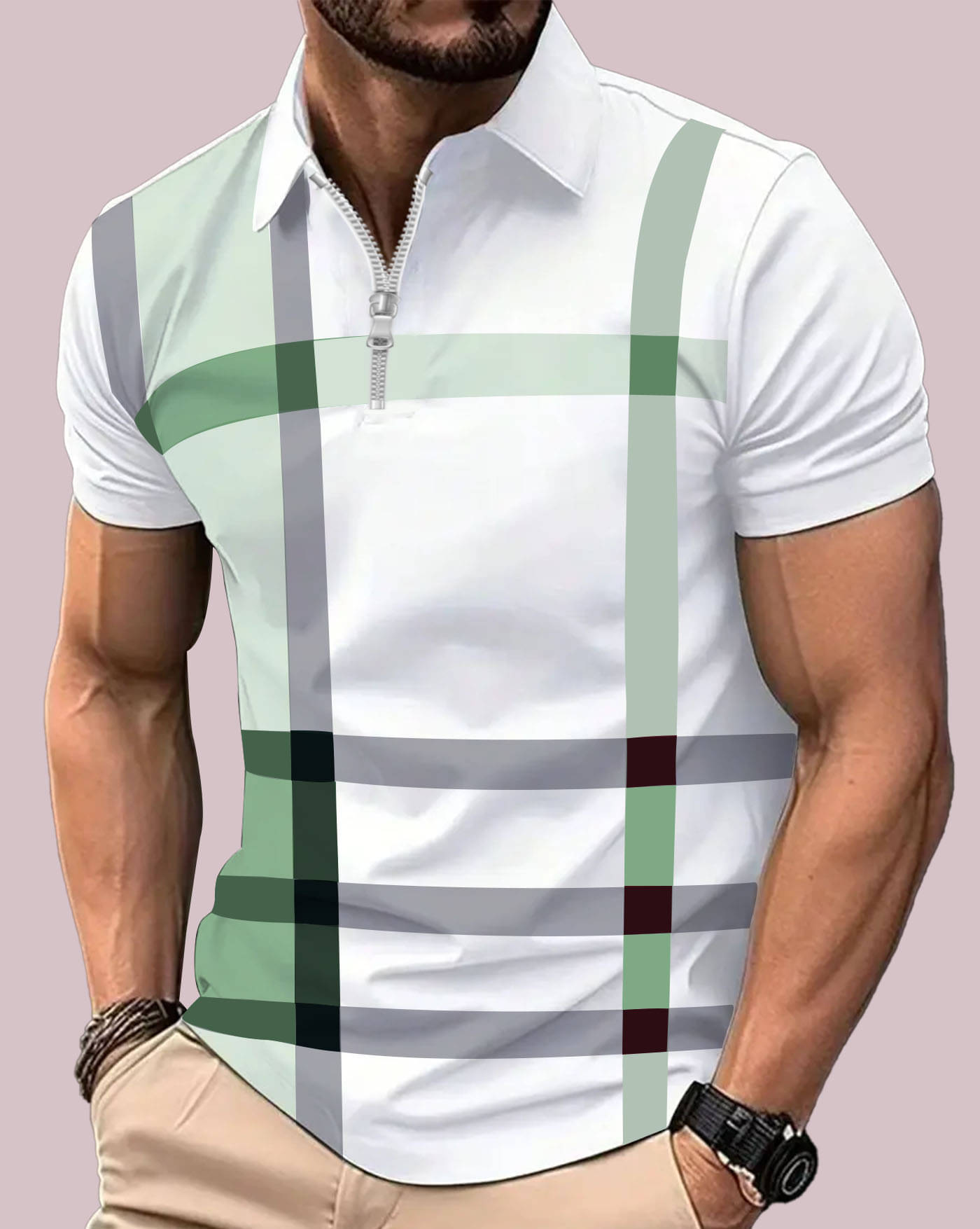     			AOOSH Men Cotton Blend Regular Fit Printed Polo T Shirt ( Green )