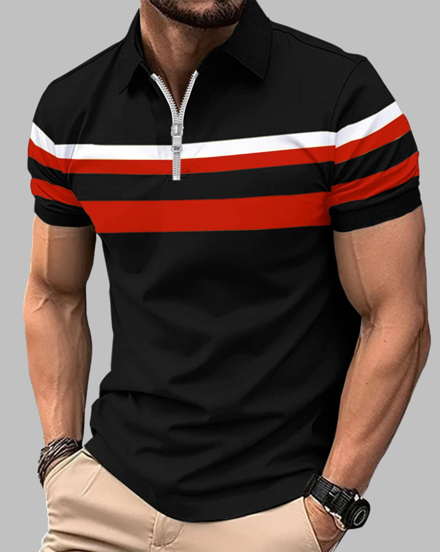 AOOSH Men Cotton Blend Regular Fit Printed Polo T Shirt ( Black ) AOOSH Men Cotton Blend Regular Fit Printed Polo T Shirt ( Black )