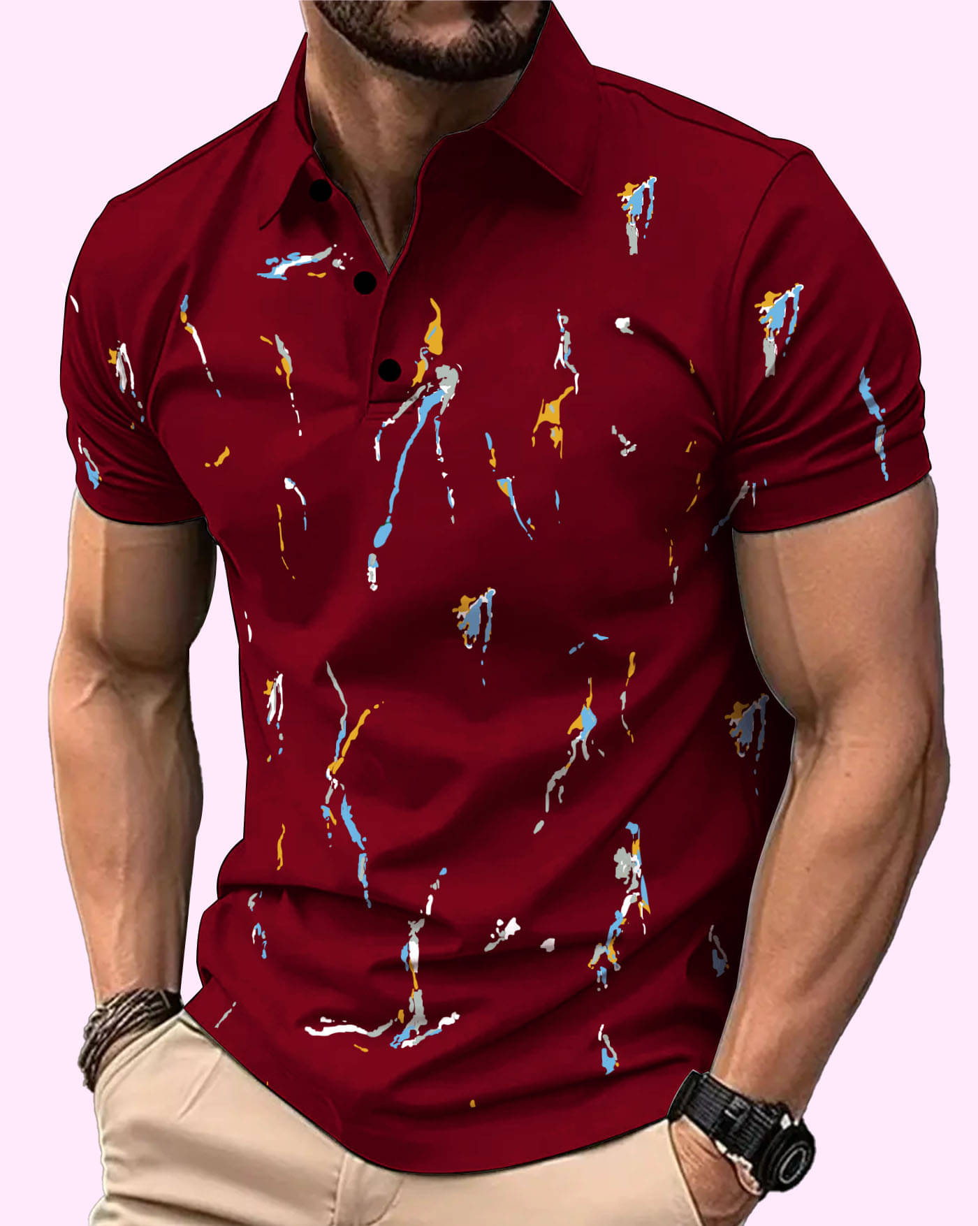 AOOSH Men Cotton Blend Regular Fit Printed Polo T Shirt ( Maroon ) AOOSH Men Cotton Blend Regular Fit Printed Polo T Shirt ( Maroon )