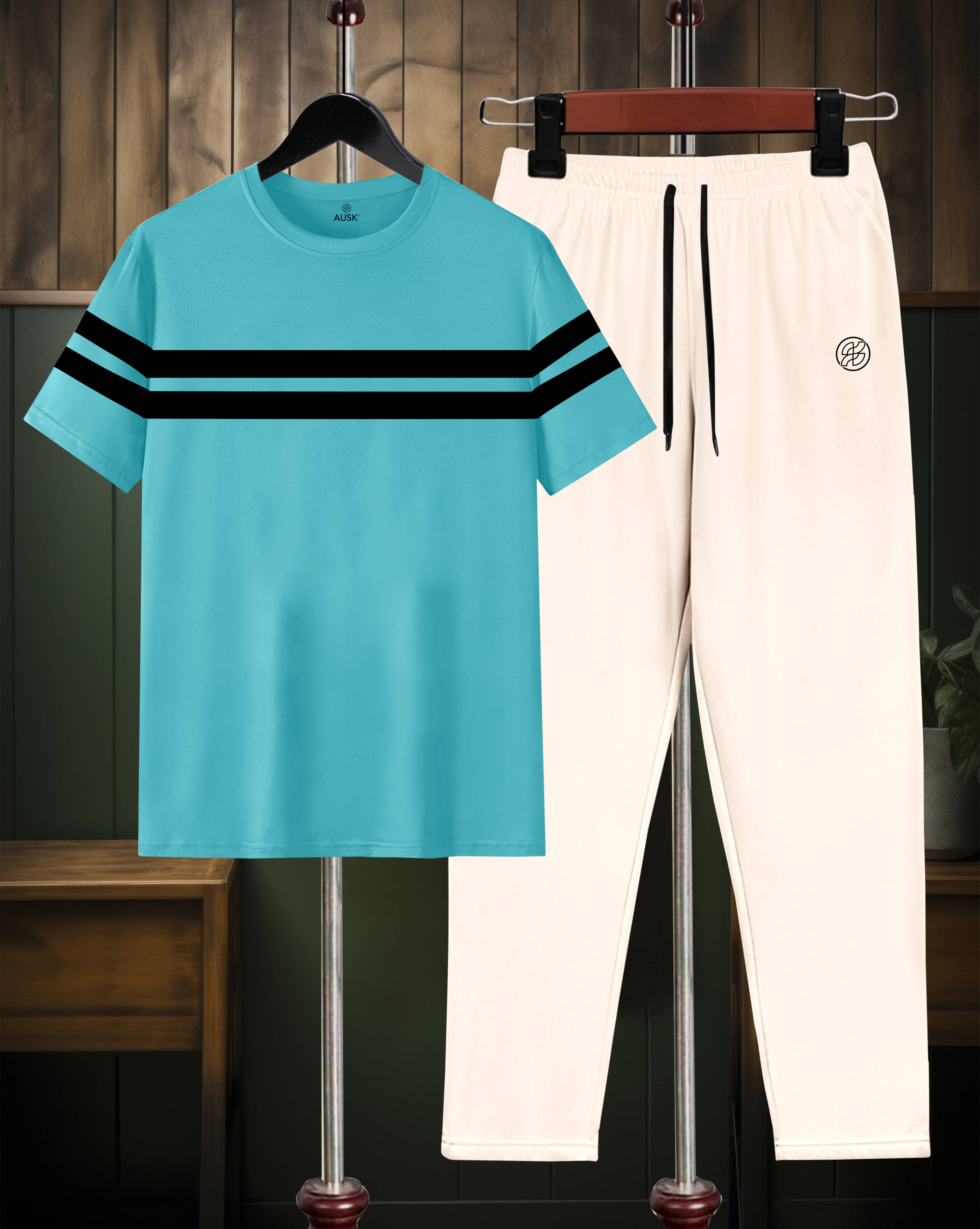     			AOOSH Men's T-shirt With Trousers Co-Ords Set ( Pack of 1 , Light Blue )
