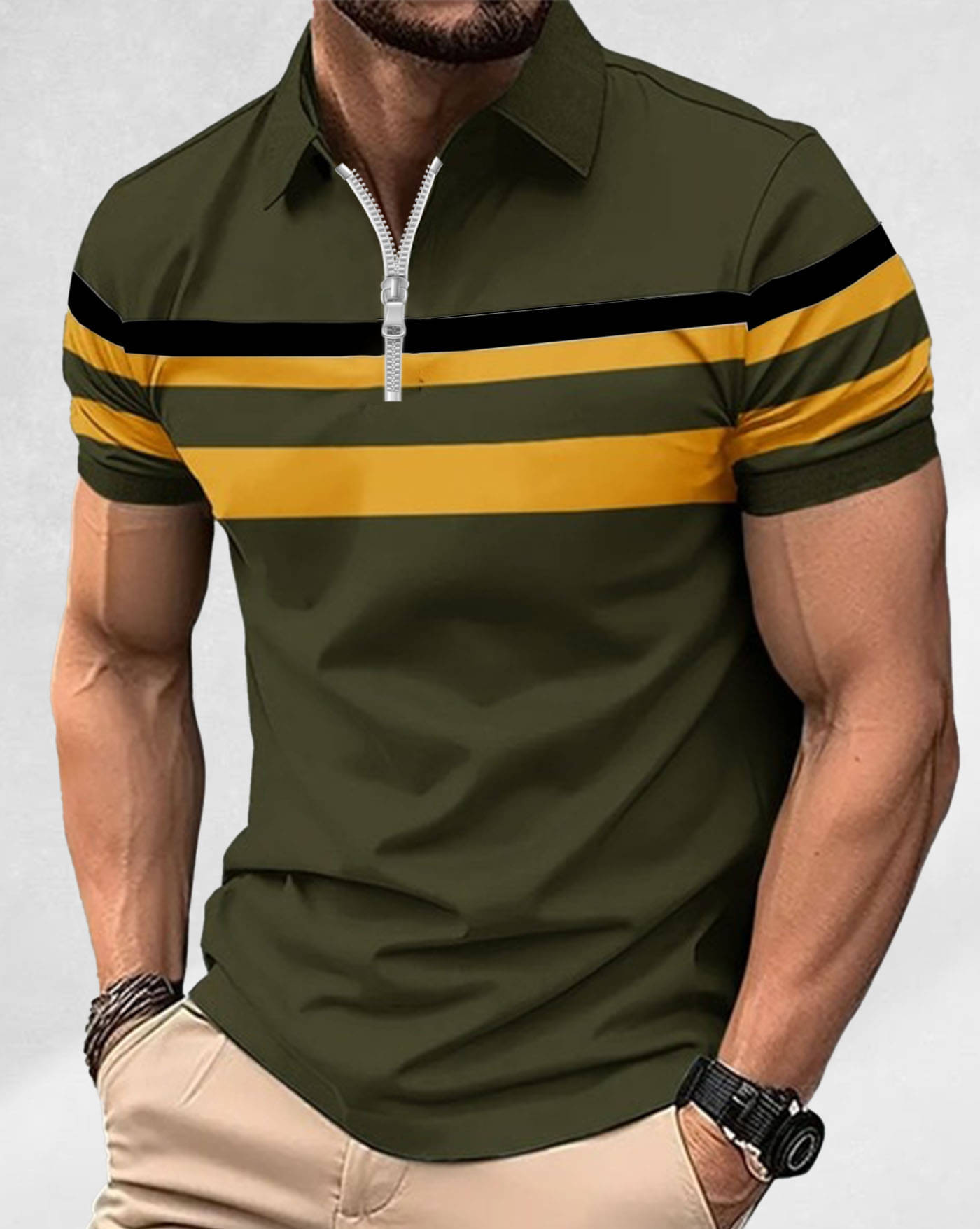     			ENITOR Men Cotton Blend Regular Fit Printed Polo T Shirt ( Green )