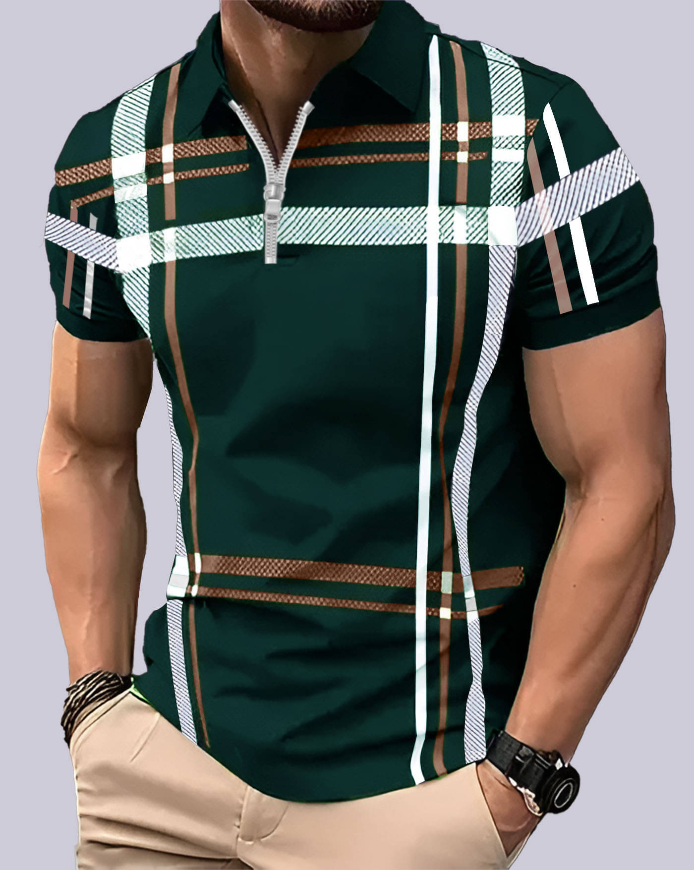     			ENITOR Men Cotton Blend Regular Fit Printed Polo T Shirt ( Dark Green )