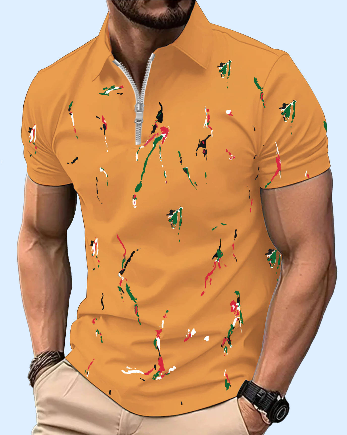     			ENITOR Men Cotton Blend Regular Fit Printed Polo T Shirt ( Mustard )
