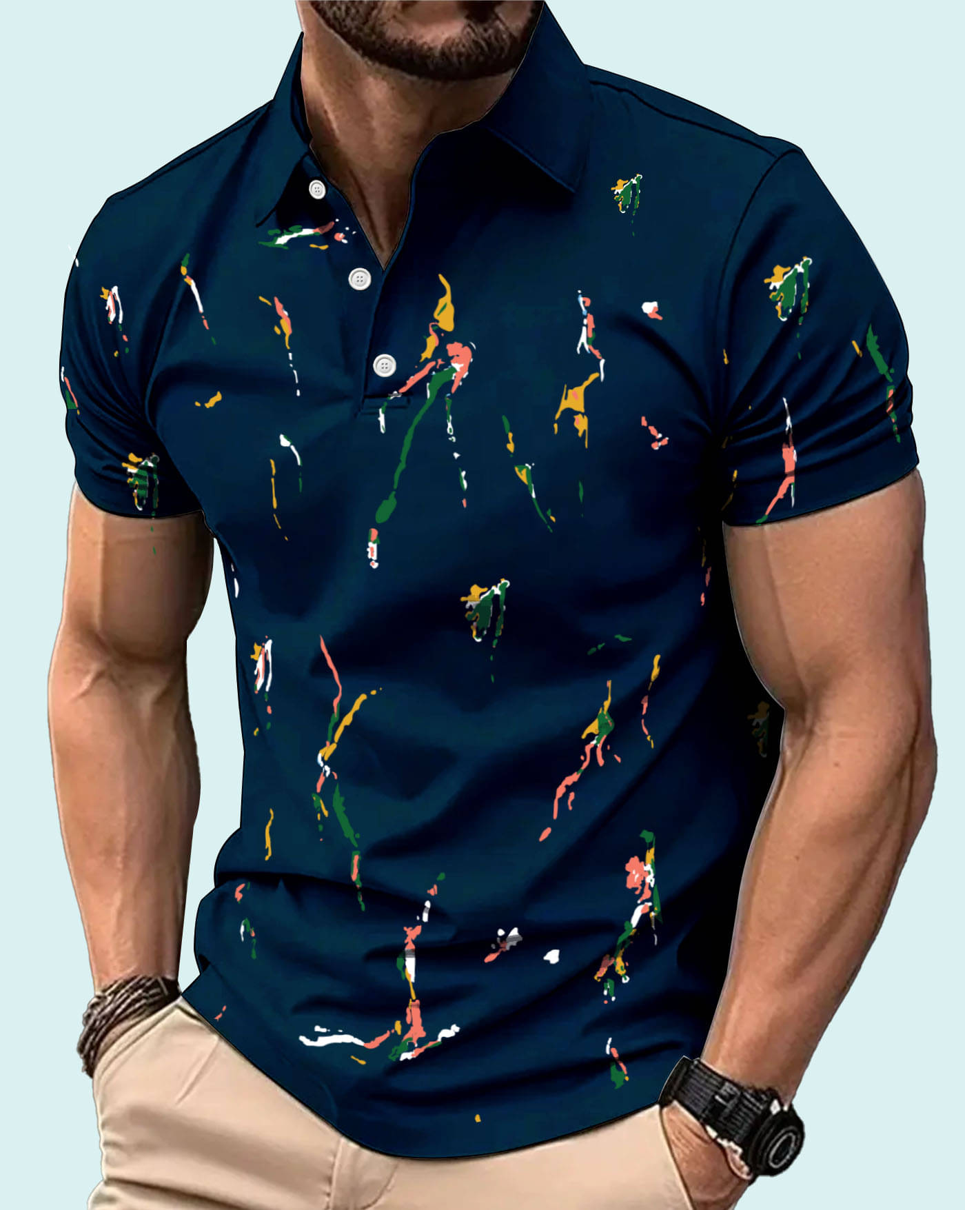     			ENITOR Men Cotton Blend Regular Fit Printed Polo T Shirt ( Blue )