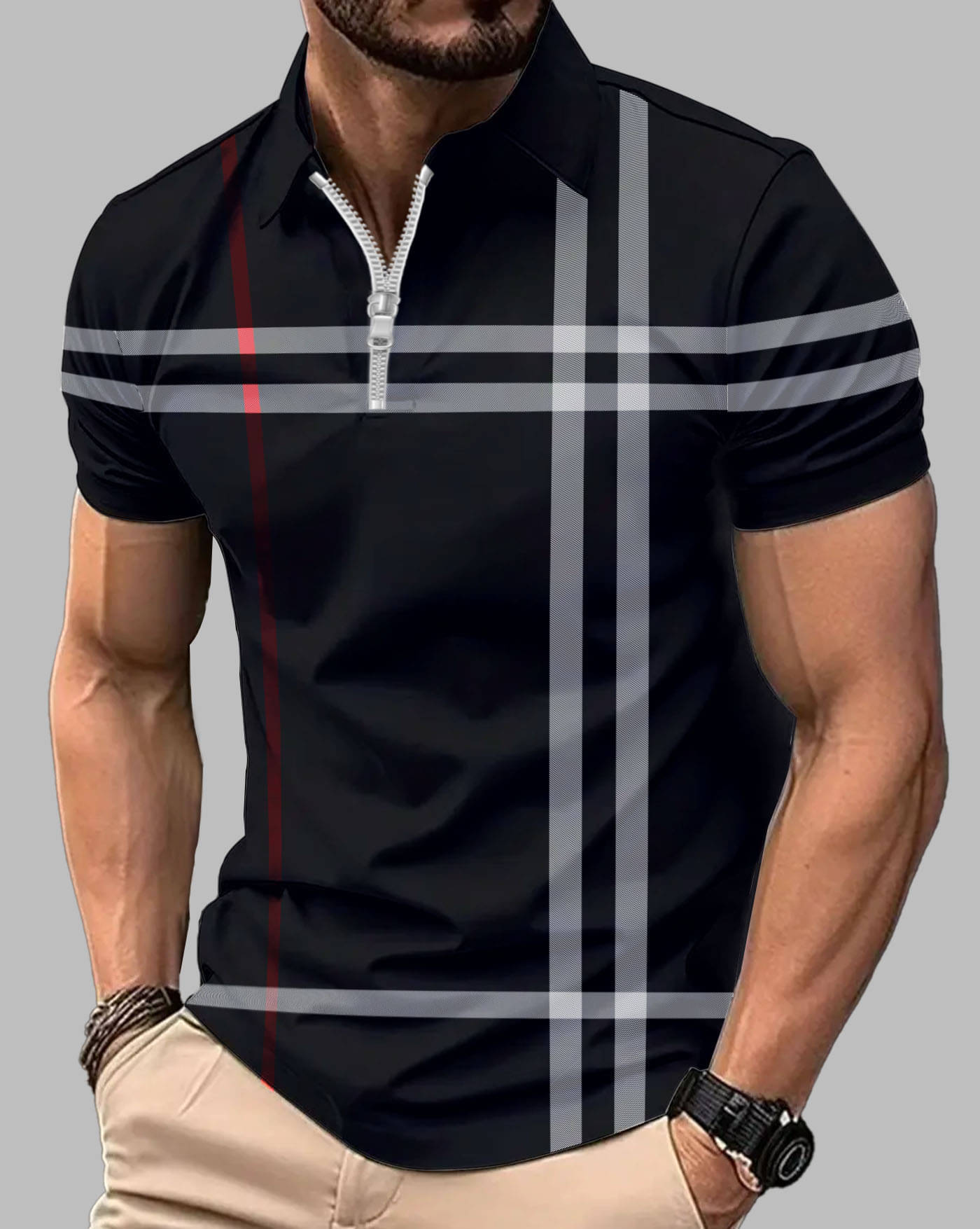 ENITOR Men Cotton Blend Regular Fit Printed Polo T Shirt ( Black ) ENITOR Men Cotton Blend Regular Fit Printed Polo T Shirt ( Black )