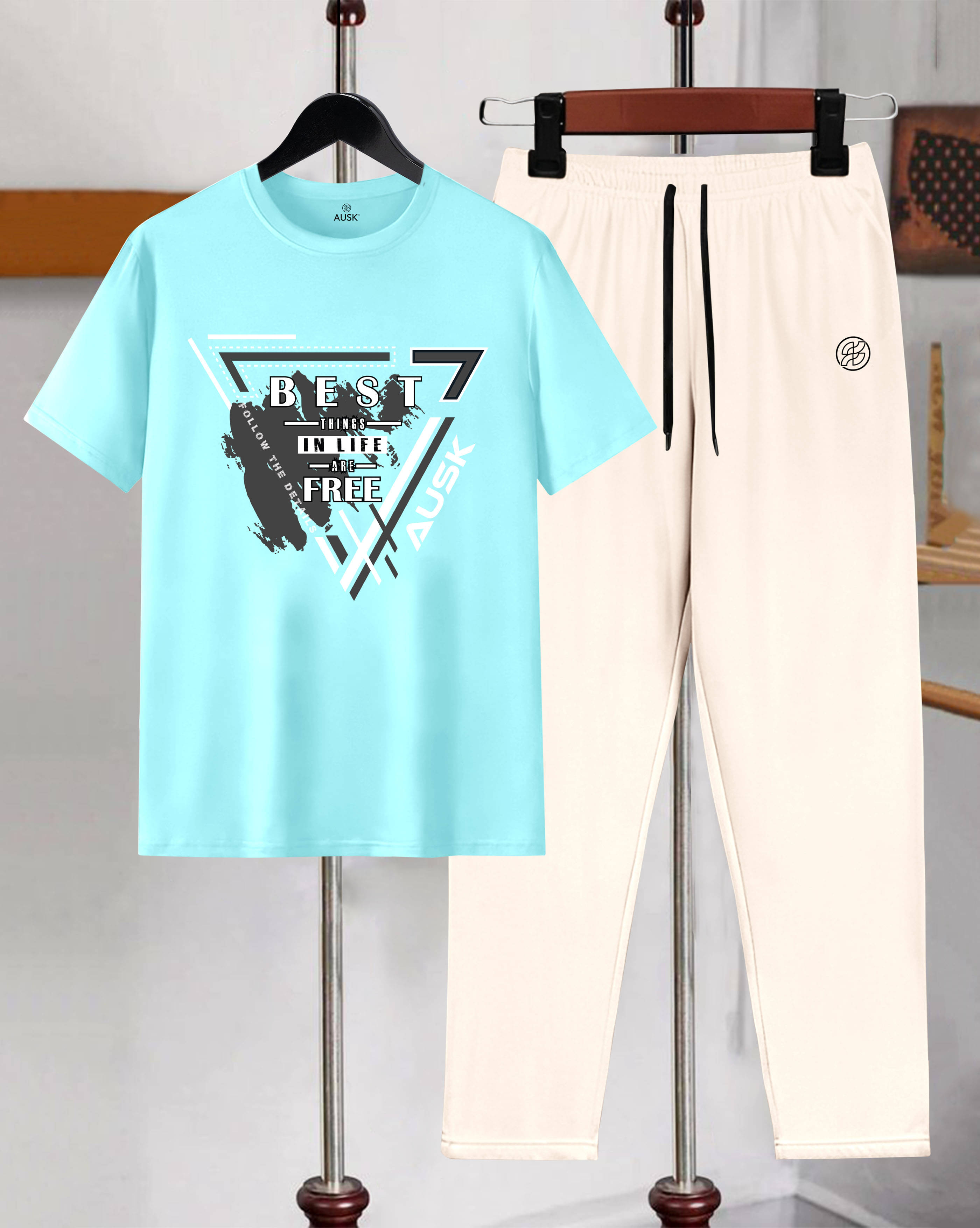 ENITOR Men's T-shirt With Trousers Co-Ords Set ( Pack of 1 , Light Blue ) ENITOR Men's T-shirt With Trousers Co-Ords Set ( Pack of 1 , Light Blue )