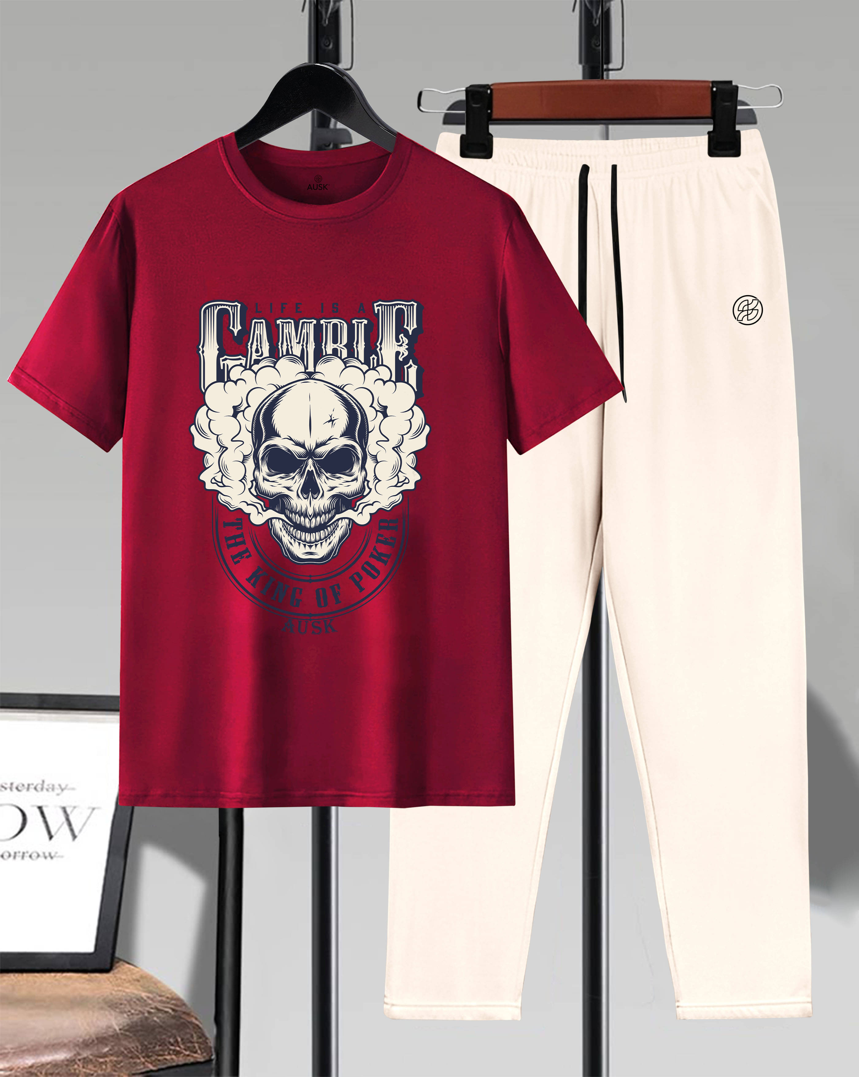 ENITOR Men's T-shirt With Trousers Co-Ords Set ( Pack of 1 , Maroon ) ENITOR Men's T-shirt With Trousers Co-Ords Set ( Pack of 1 , Maroon )