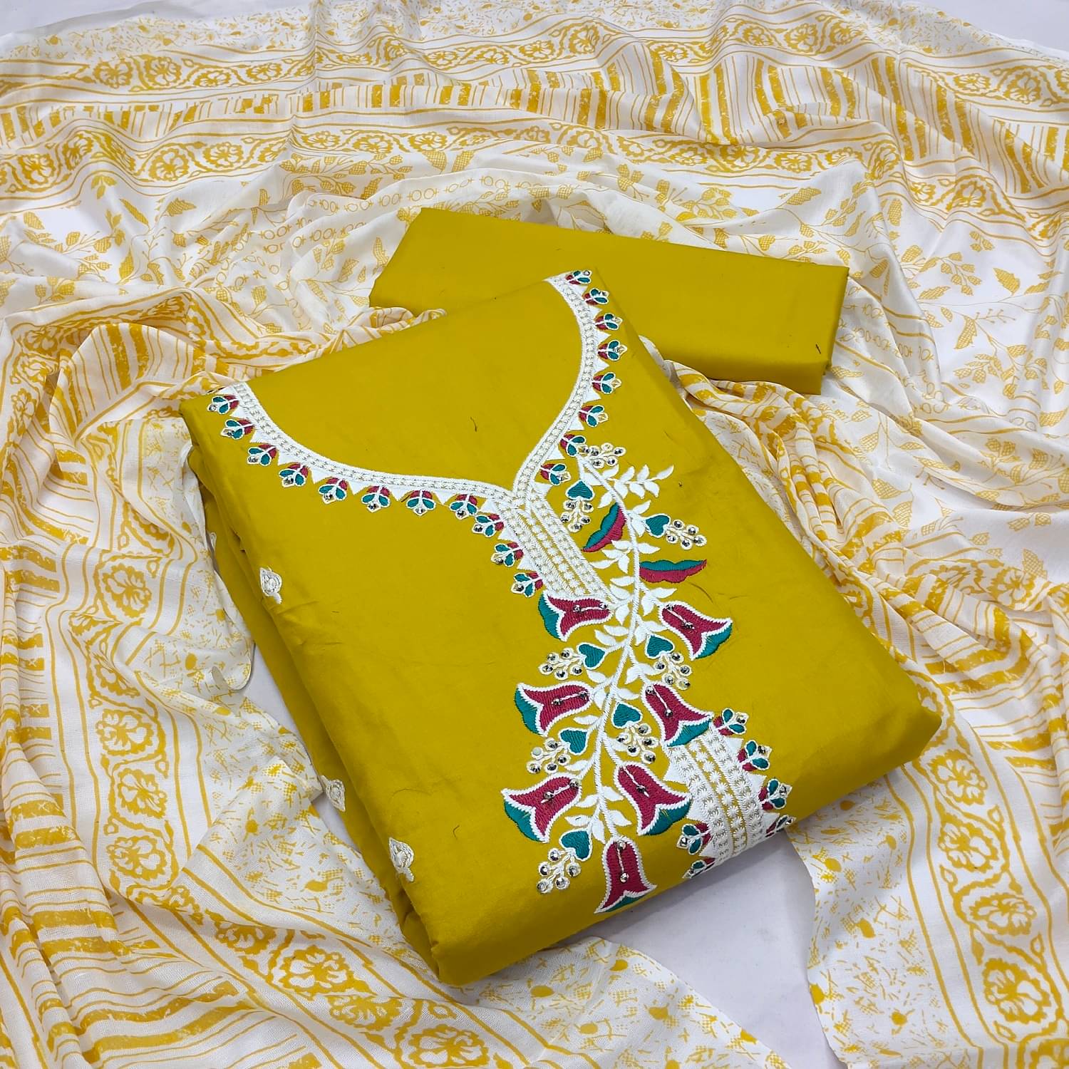 A TO Z CART Women Cotton Unstitched Dress Material ( Yellow ) A TO Z CART Women Cotton Unstitched Dress Material ( Yellow )
