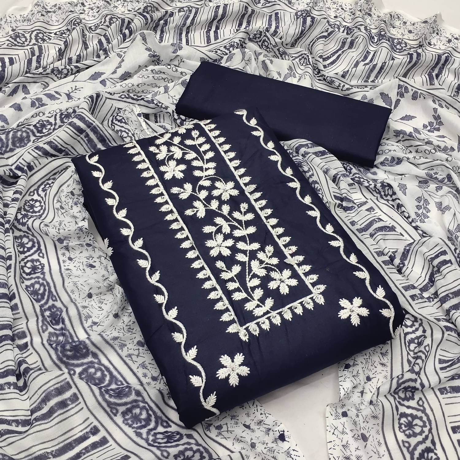 A TO Z CART Women Cotton Unstitched Dress Material ( Navy Blue ) A TO Z CART Women Cotton Unstitched Dress Material ( Navy Blue )