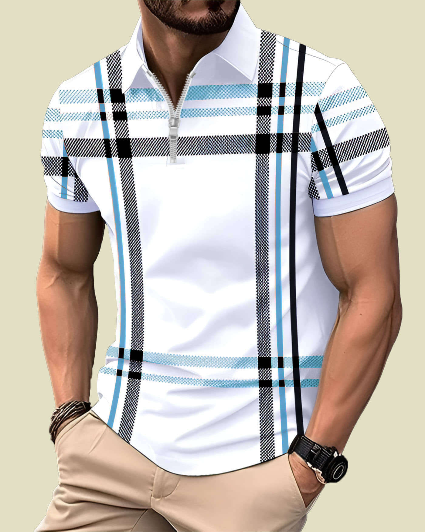 AUSK Men Cotton Blend Regular Fit Printed Polo T Shirt ( Dark Green )
