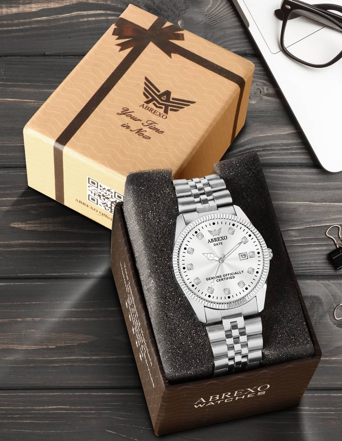     			Abrexo Silver Stainless Steel Analog Men's Watch