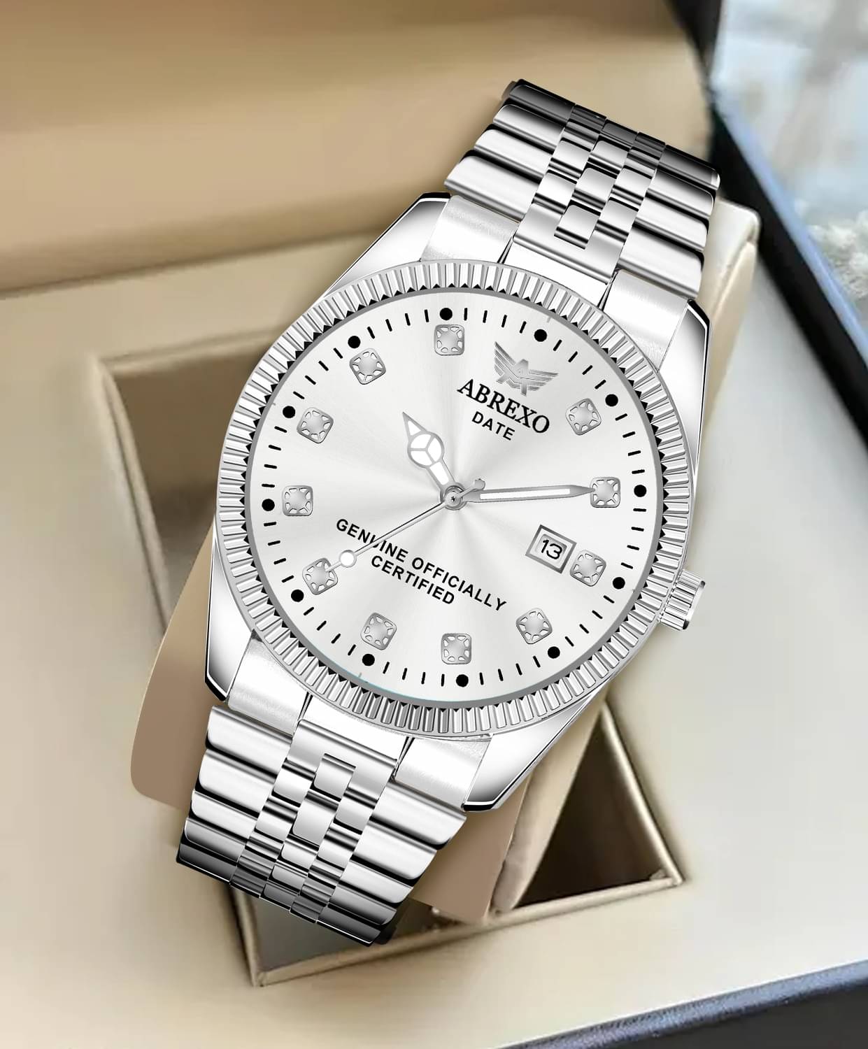     			Abrexo Silver Stainless Steel Analog Men's Watch