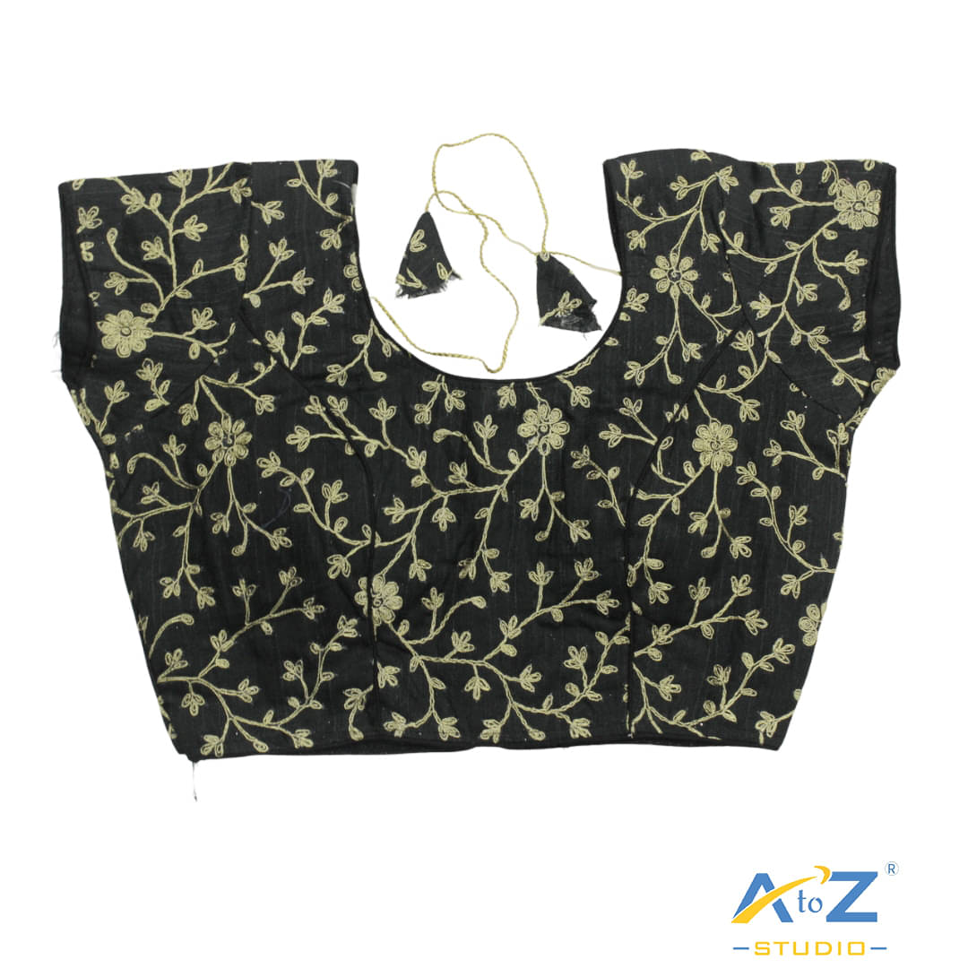 AtoZ Studio Black Readymade with Pad Cotton Blend Women's Blouse ( Pack of 1 ) AtoZ Studio Black Readymade with Pad Cotton Blend Women's Blouse ( Pack of 1 )