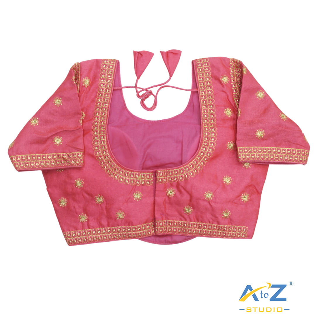 AtoZ Studio Pink Readymade with Pad Cotton Blend Women's Blouse ( Pack of 1 ) AtoZ Studio Pink Readymade with Pad Cotton Blend Women's Blouse ( Pack of 1 )