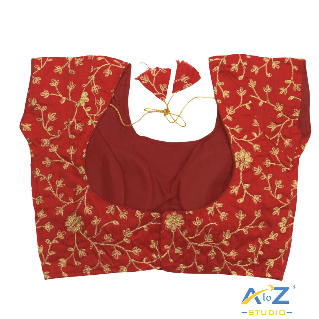     			AtoZ Studio Red Readymade with Pad Silk Women's Blouse ( Pack of 1 )