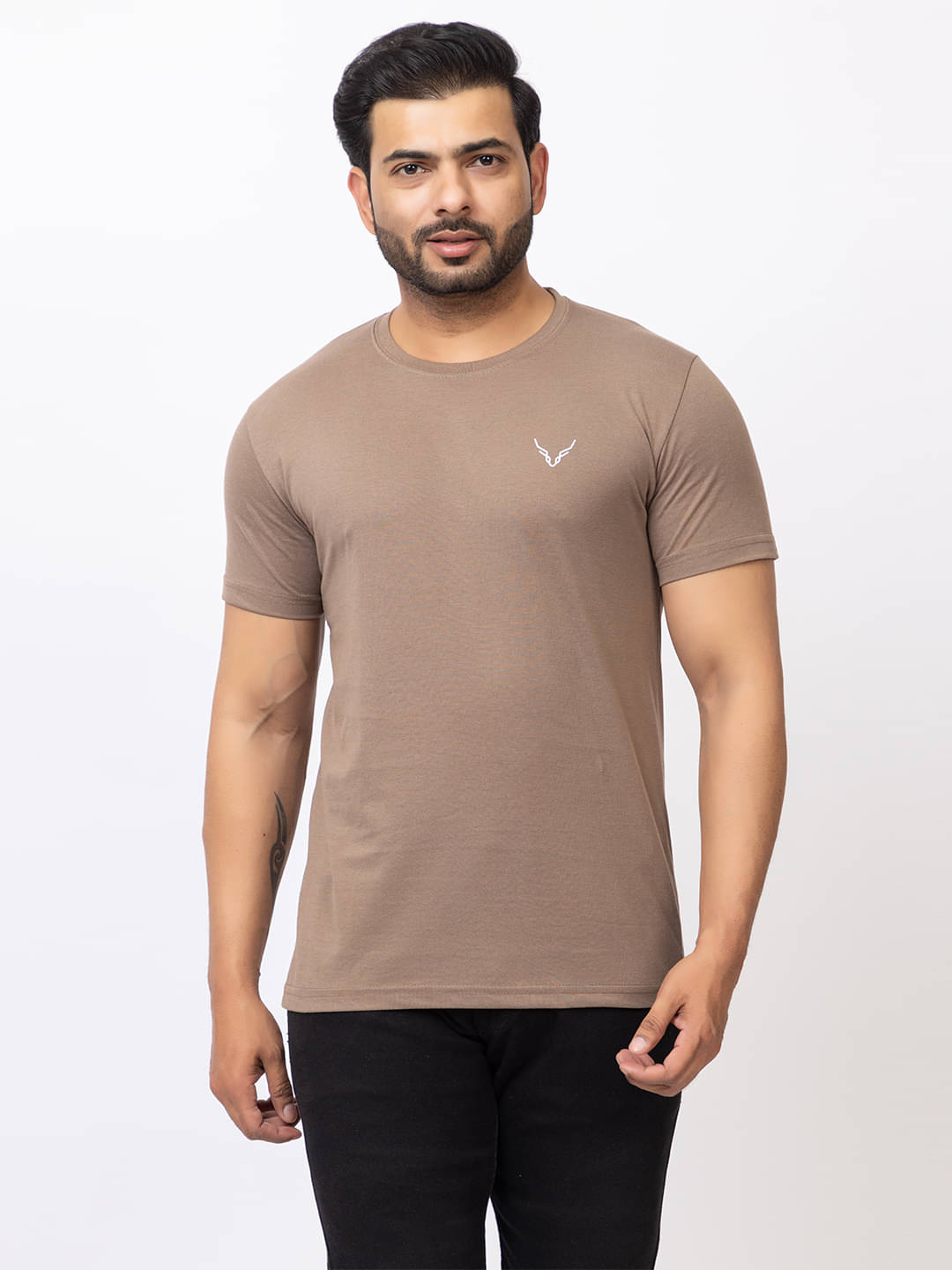 BUFFARO Men Cotton Regular Fit Solid T-Shirt ( Rust Brown ) BUFFARO Men Cotton Regular Fit Solid T-Shirt ( Rust Brown )