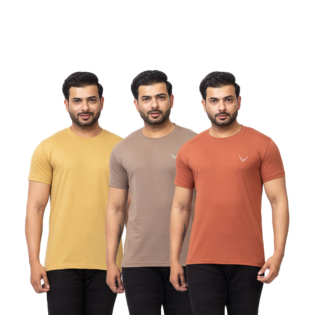 BUFFARO Men Cotton Regular Fit Solid T-Shirt ( Multicolor13 ) BUFFARO Men Cotton Regular Fit Solid T-Shirt ( Multicolor13 )