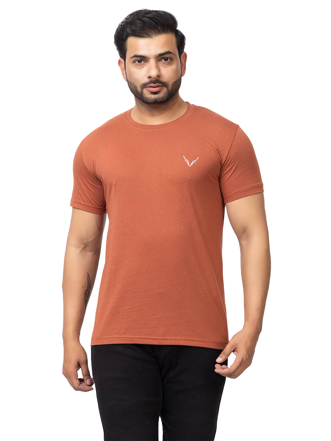     			BUFFARO Men Cotton Regular Fit Solid T-Shirt ( Brown )