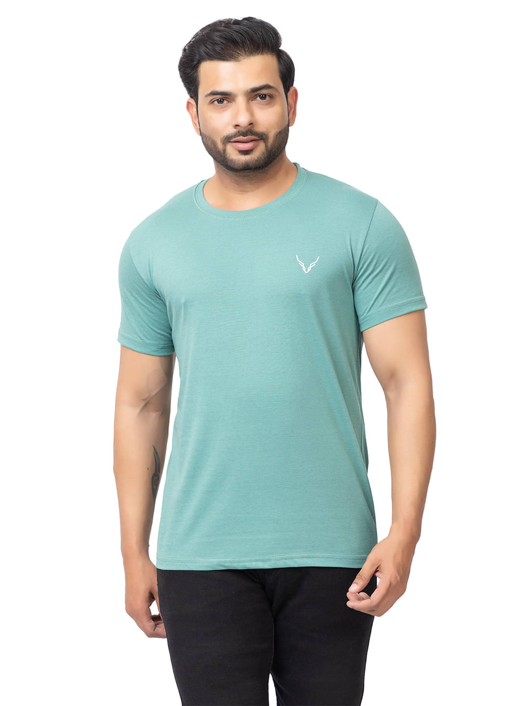     			BUFFARO Men Cotton Regular Fit Solid T-Shirt ( Sea Green )