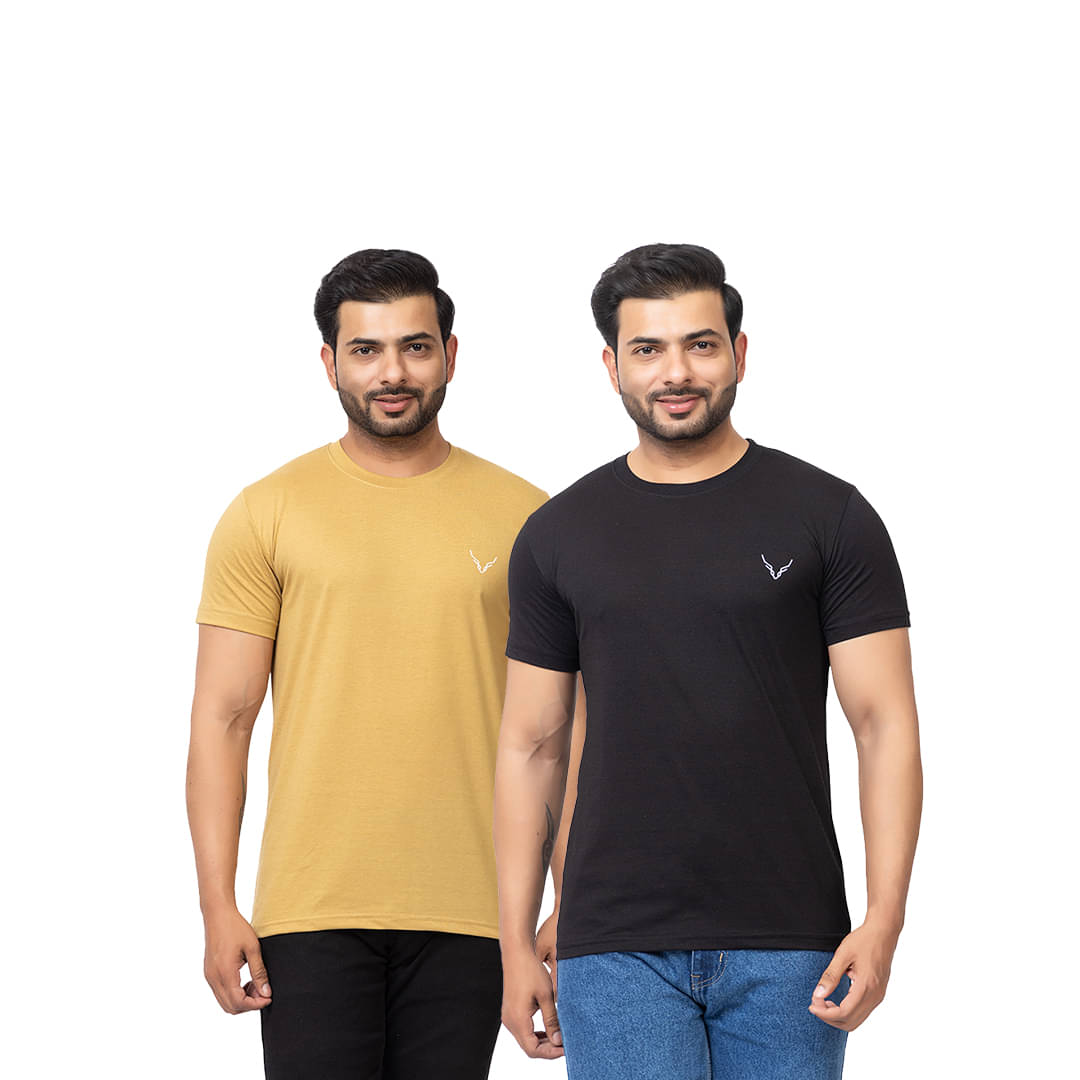 BUFFARO Men Cotton Regular Fit Solid T-Shirt ( Multicolor7 ) BUFFARO Men Cotton Regular Fit Solid T-Shirt ( Multicolor7 )