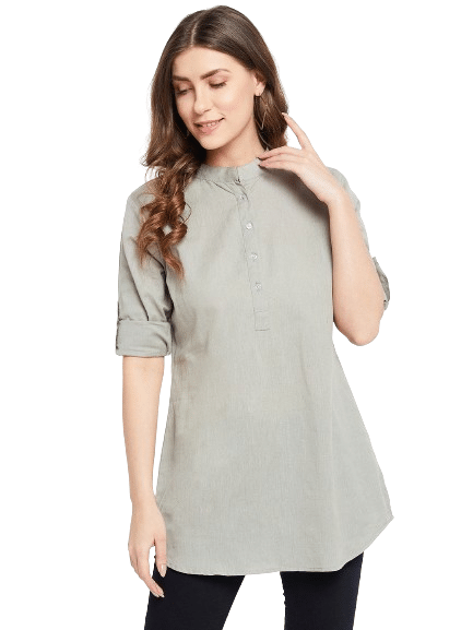     			Bitterlime Women's Cotton Tunic ( Grey )