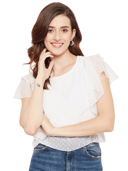     			Bitterlime Women's Georgette Tunic ( White )