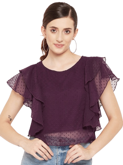 Bitterlime Women's Georgette Tunic ( Maroon ) Bitterlime Women's Georgette Tunic ( Maroon )