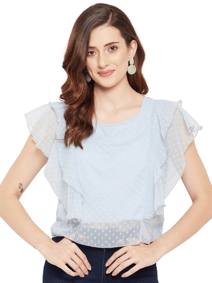 Bitterlime Women's Georgette Tunic ( Blue ) Bitterlime Women's Georgette Tunic ( Blue )