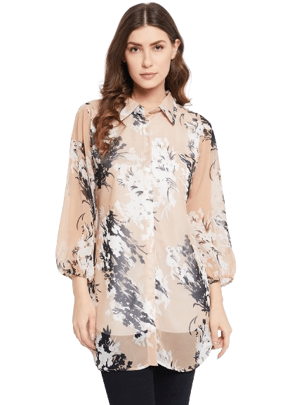 Bitterlime Women's Polyester Tunic ( Brown ) Bitterlime Women's Polyester Tunic ( Brown )