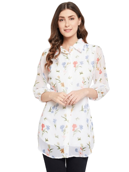 Bitterlime Women's Polyester Tunic ( White ) Bitterlime Women's Polyester Tunic ( White )