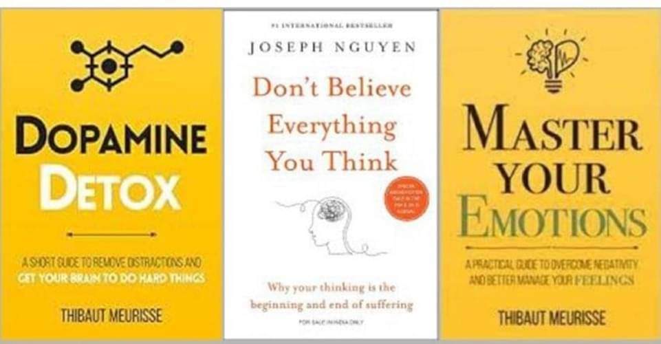     			( Combo of 3 books ) Dpamine Detox + Don't Believe Everything You Think + Master Your Emotions - paperback