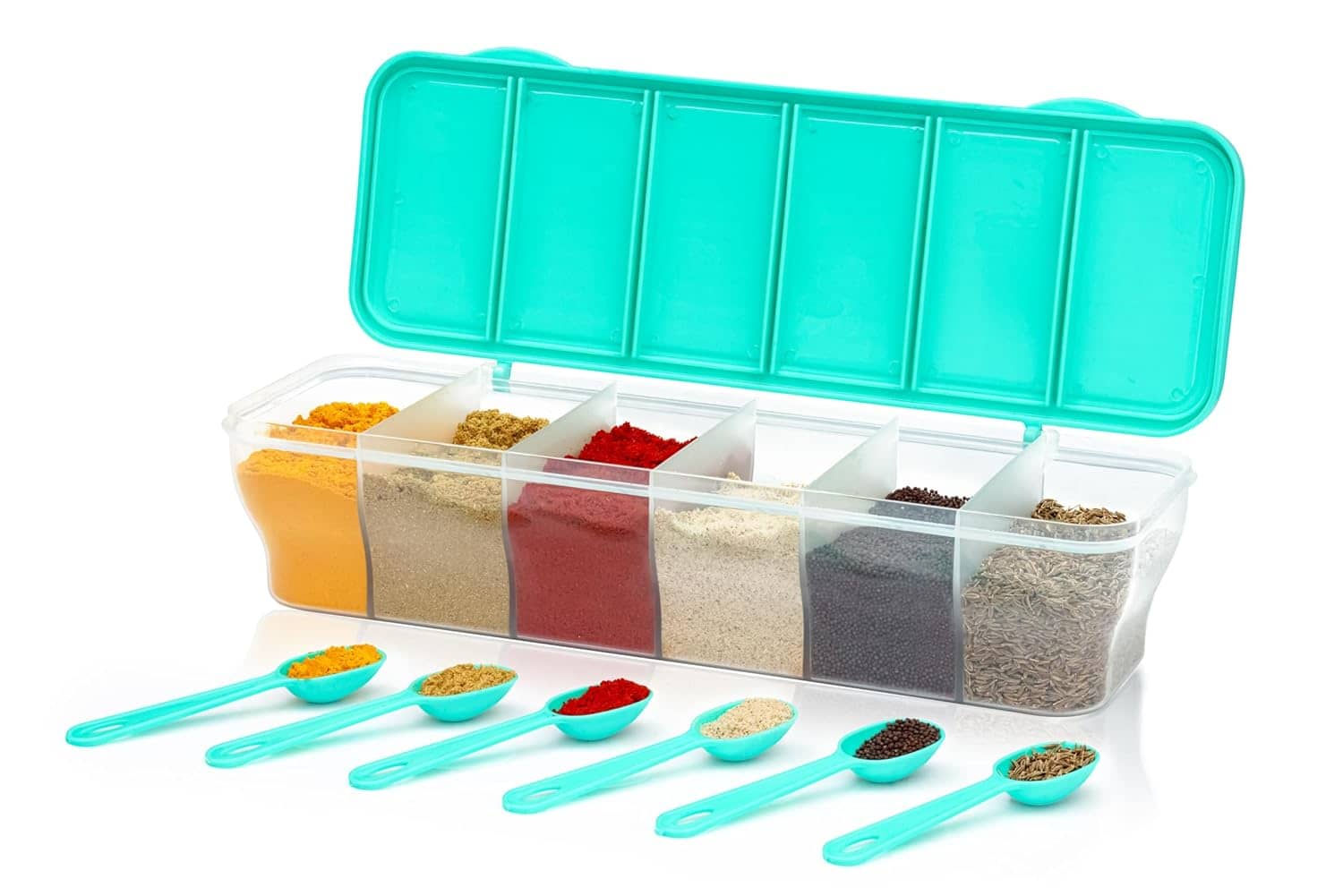 Dinely Masala Box Plastic Green Spice Container ( Set of 1 )