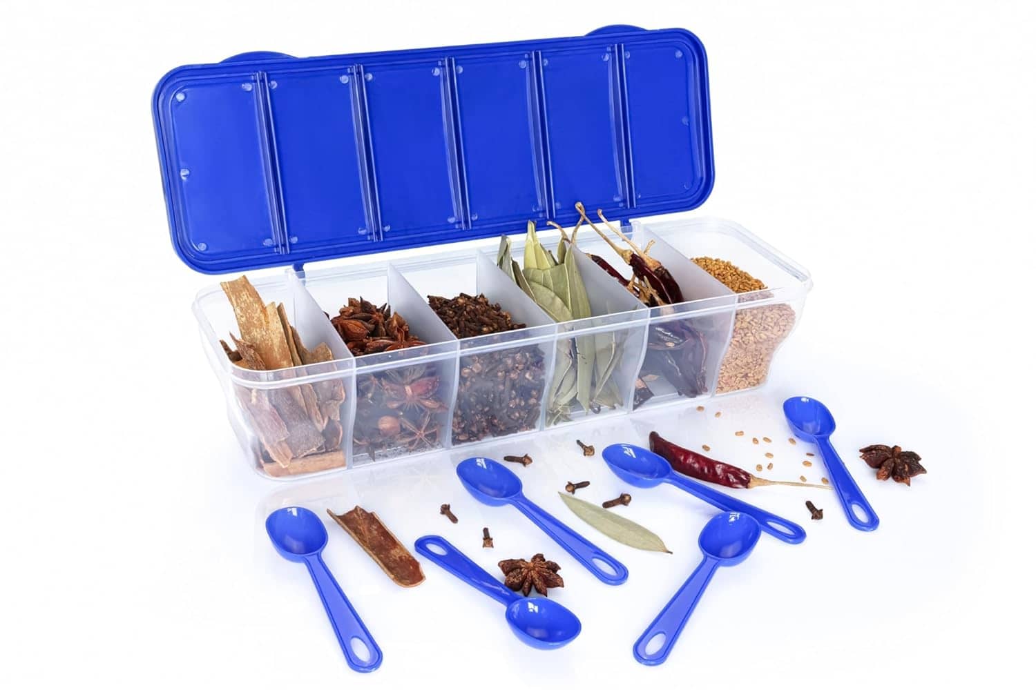 Dinely Masala Box Plastic Navy Blue Spice Container ( Set of 1 )