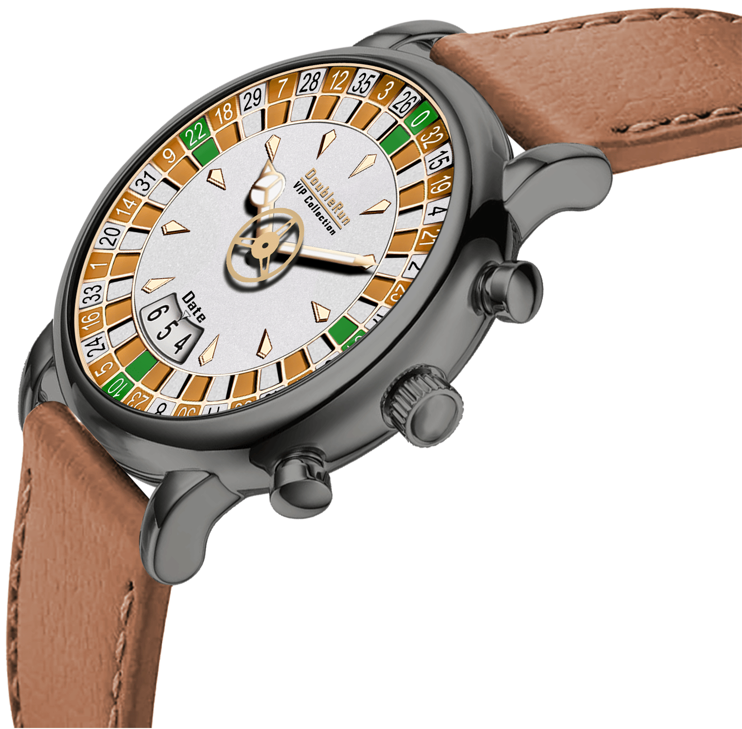     			DoubleRun Brown Leather Analog Men's Watch