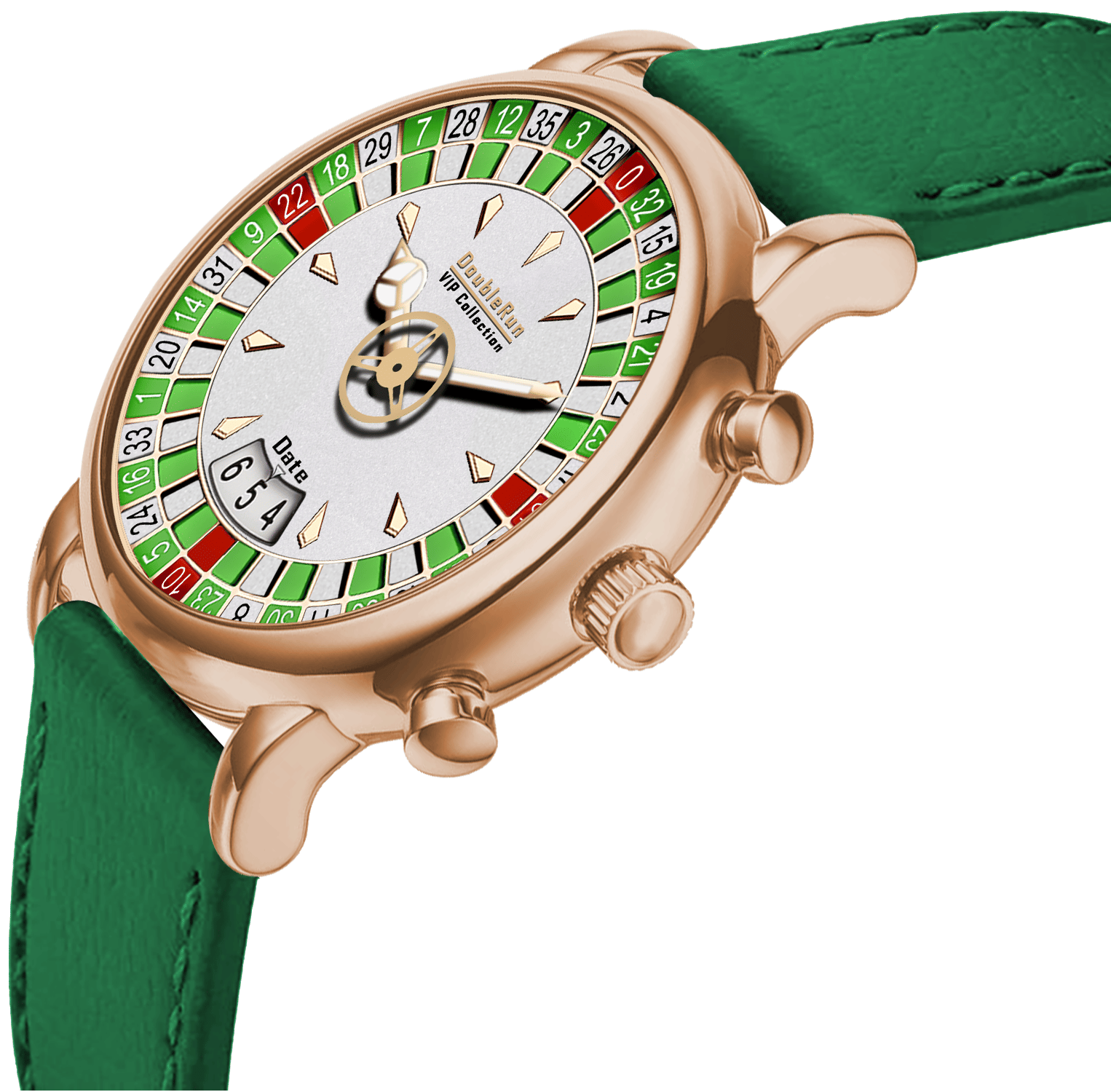     			DoubleRun Green Leather Analog Men's Watch