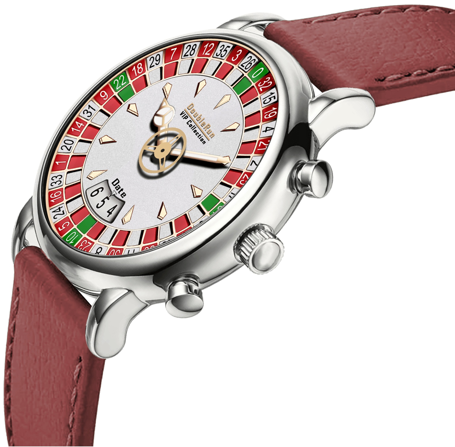     			DoubleRun Maroon Leather Analog Men's Watch