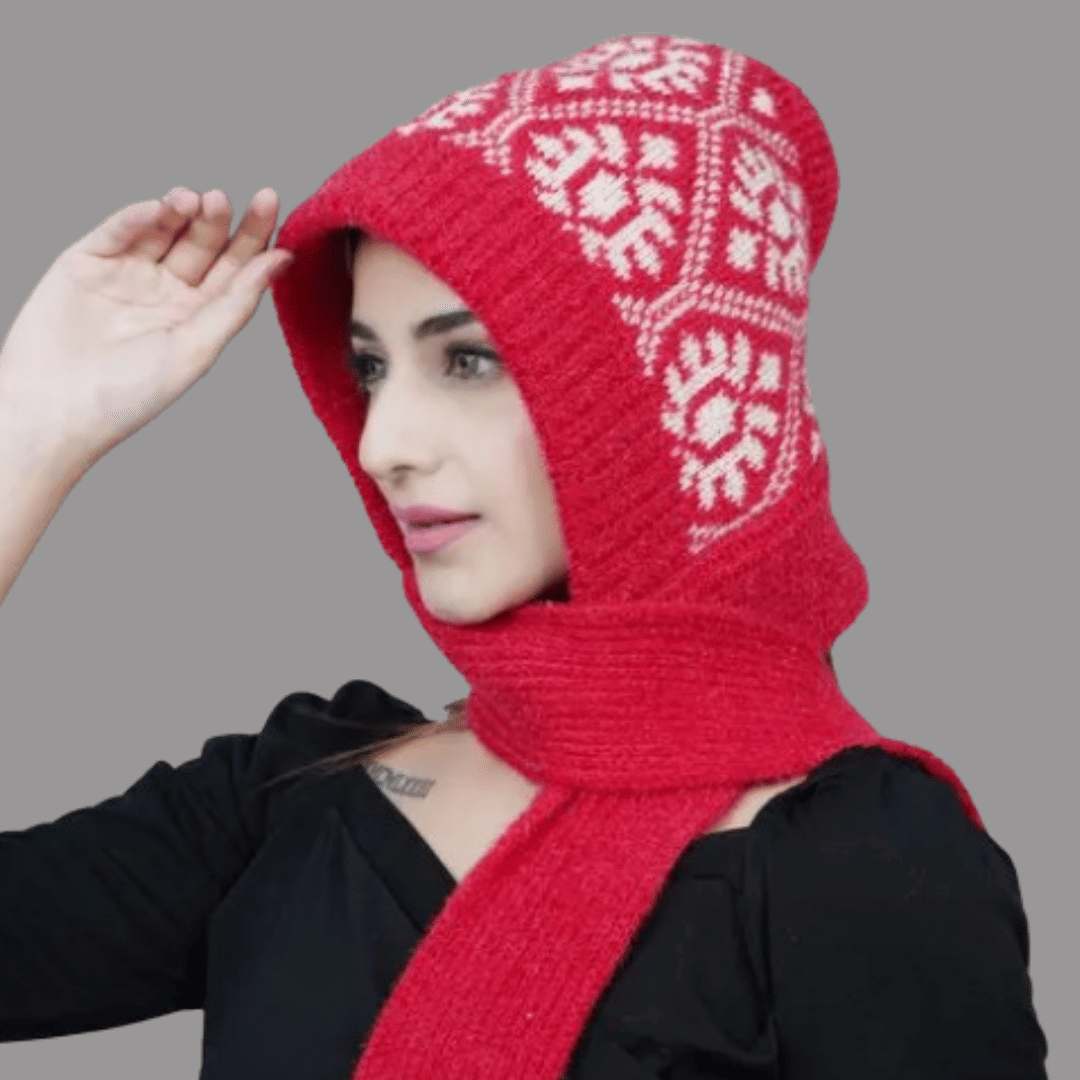 EKRAES MALOSAHA Red Woollen Women's Headwrap ( Pack of 1 ) EKRAES MALOSAHA Red Woollen Women's Headwrap ( Pack of 1 )
