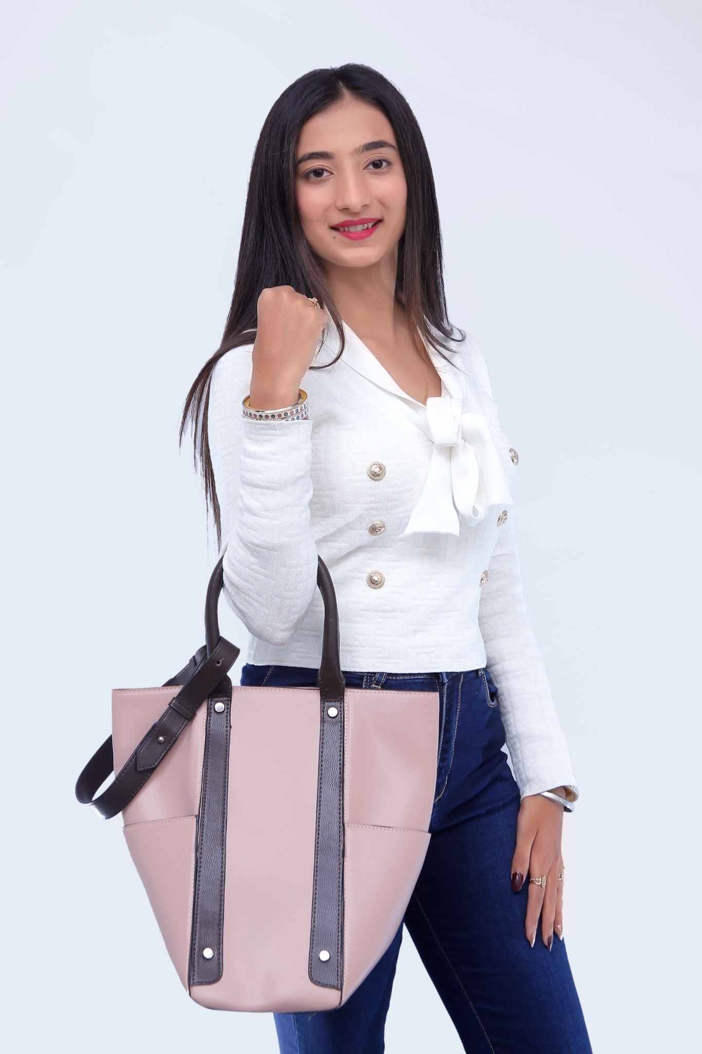     			Filauri Tote Bag Faux Leather Set of 1 ( Pink )