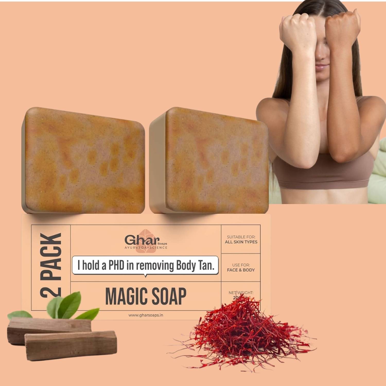     			GHAR SOAPS Skin Whitening GHAR MAGIC SOAPS Bar for All Skin Type ( Pack of 2 )