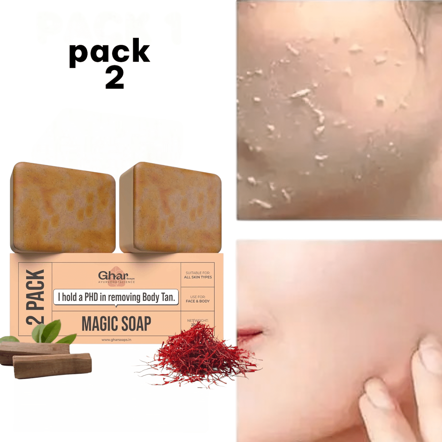     			GHAR SOAPS Skin Whitening GHAR MAGIC SOAPS Bathing Bar for All Skin Type ( Pack of 2 )