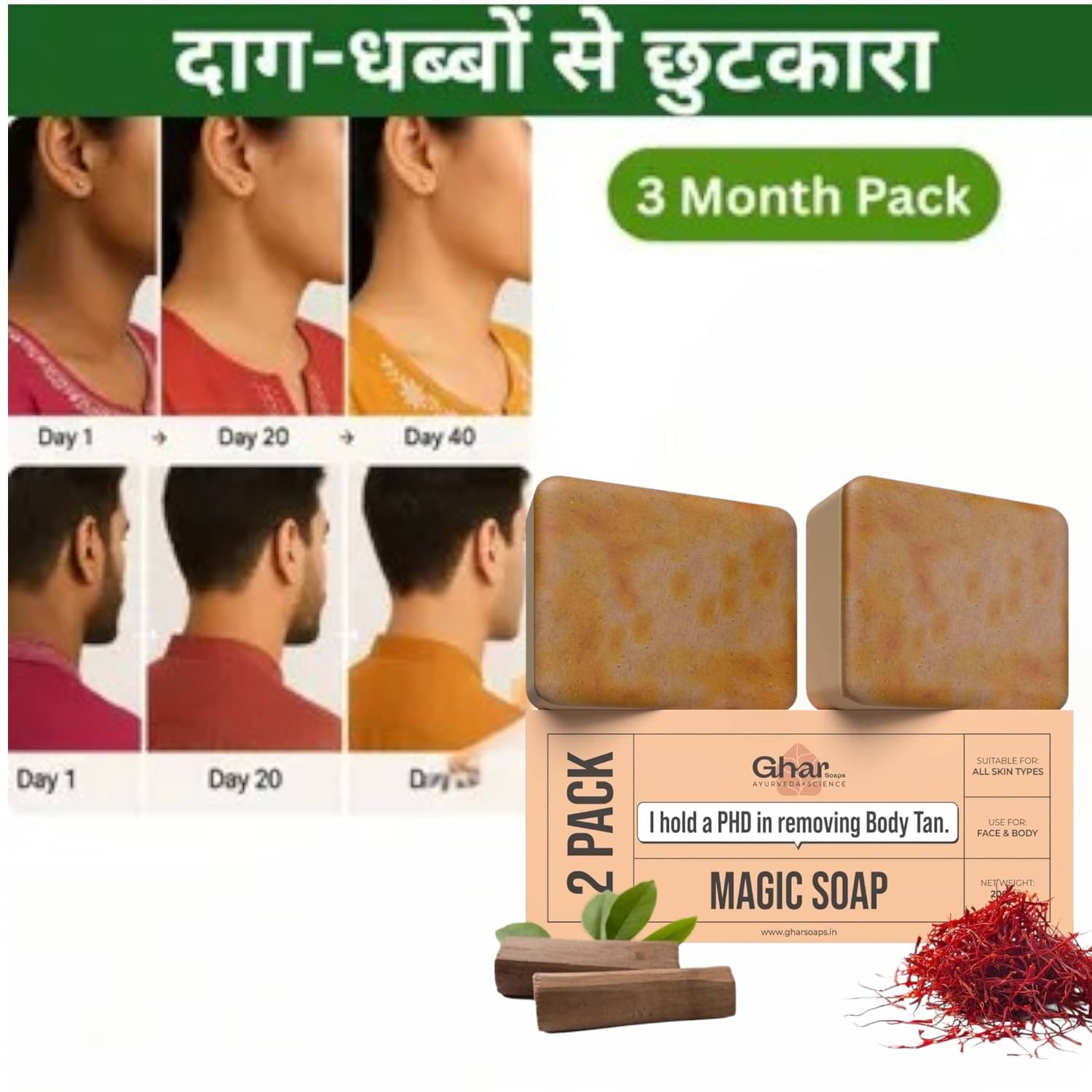     			GHAR SOAPS Skin Whitening GHAR MAGIC SOAPS Bathing Bar for All Skin Type ( Pack of 2 )