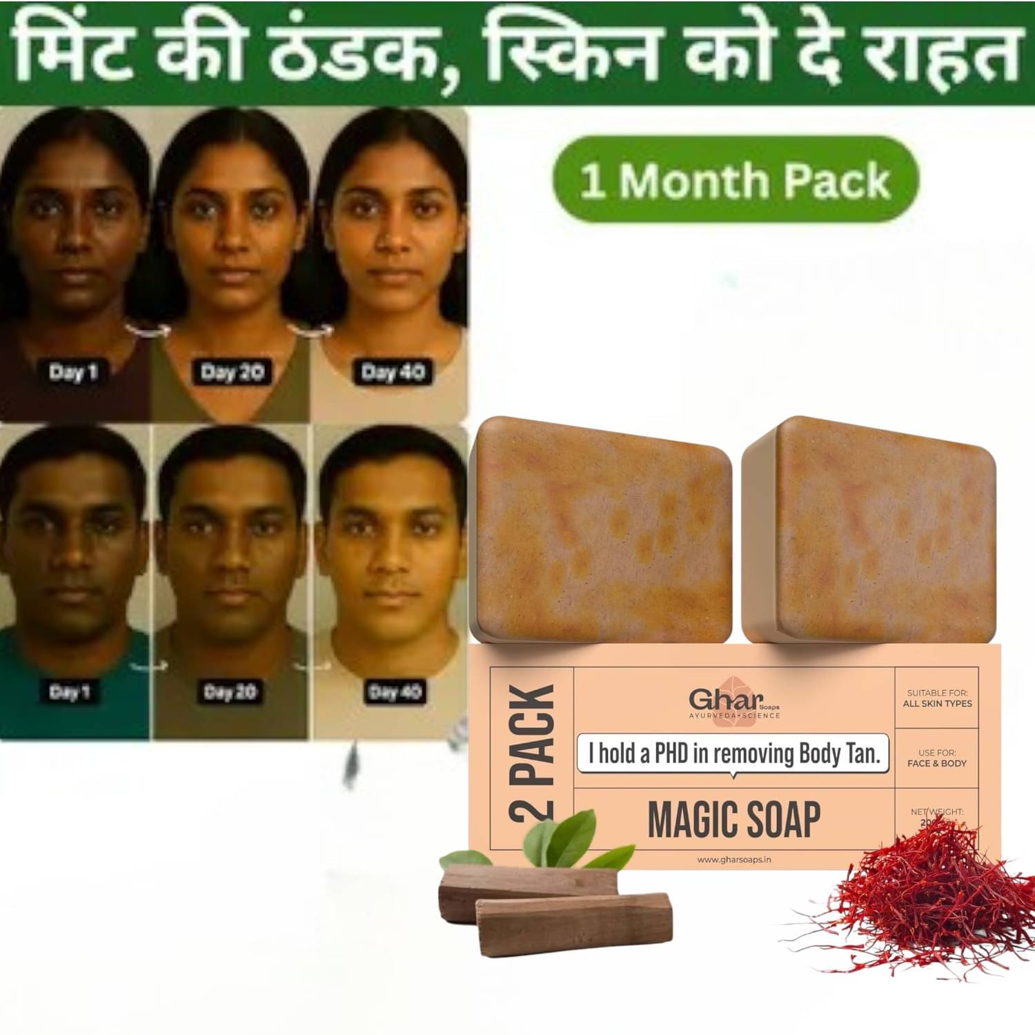     			GHAR SOAPS Skin Whitening GHAR MAGIC SOAPS Bar for All Skin Type ( Pack of 2 )